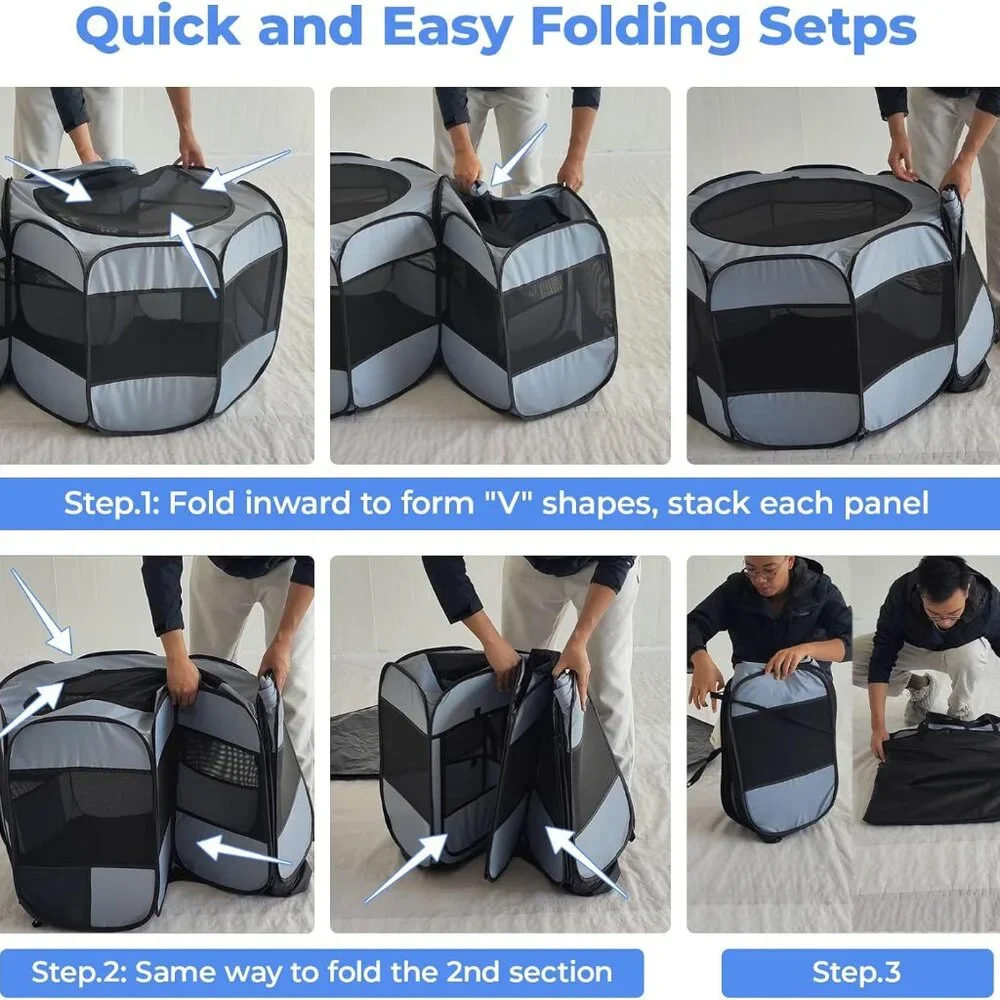 Foldable Indoor Outdoor Pop Up Playpen for Dogs & Cats - Easy Setup & Transport